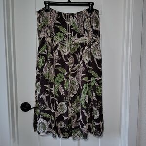 Floral Green and Black Women's Skirt